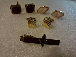 3 Pairs of cufflinks / with tie clips