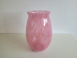Old huge pink veil glass vase 35.5 cm glass vase large size broken blown glass