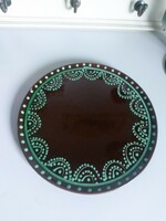 Csodaszép színű, türkiz díszítésű 26 cm átmérőjű kerámia tál tányér