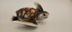 Ritka, gyűjtői darab,  Franz porcelán teknős teknősbéka, kézzel festett