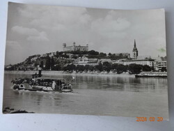 Old, retro, postcard: Bratislava, skyline with the castle (50s)