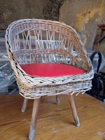 Wicker children's chair / armchair, with artificial leather upholstery