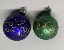 Old Christmas tree ornaments colorful gilded spheres