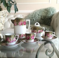 Art Nouveau coffee set, 3-person porcelain antique rose set