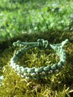 Mint green macrame bracelet with beads