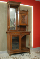 Pewter German Neo-Renaissance bookcase and glass chair