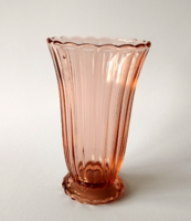 Beautiful old Czech pink glass vase from the 1930s