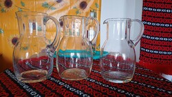 3 old glass wine and water jugs, pub jugs