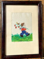 Silk pictures, children's paintings painted on silk, 1959.