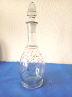 Fancy polka dot blown glass bottle with stopper