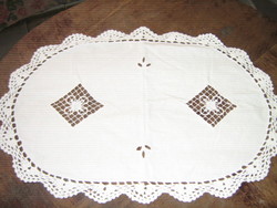 Display table cloth with a charming hand-crocheted edge with a mesh insert