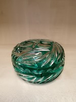 Zöld csiszolt ólomüveg kristály bonbonier