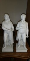 Goethe és Schiller porcelán szobrok, 40cm, sérült