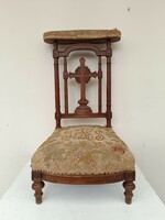 Antik térdeplő imaszék ónémet bútor ima szék keményfa faragott imazsámoly keresztény 605 8546