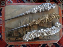 Antique silver plated sewing kit accessories