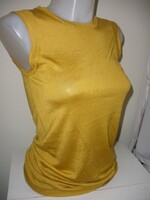 100% Silk, thin knitted top, long style, mustard color