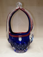Cobalt blue Romanian glass basket