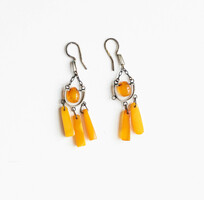 Old Russian amber stone earrings
