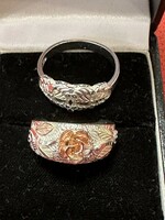 Silver and 12k red and yellow gold rings