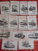 13 db kártyanaptár ritkaság -100 éves az Eisenbahnstrecke-Győr-Sopron kártyanaptár (1976)