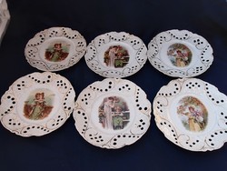6 antique plates with scenes