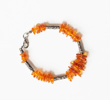 Modern amber bracelet - made of natural amber pieces - bracelet, jewelry