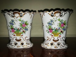 Herend colored Indian basket pattern vase in a pair