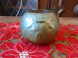 Zsolnay eozin spherical vase, ginkgo leaves