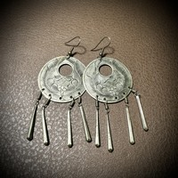 Old special large size retro earrings, metal earrings, the jewelry is from the 1970s
