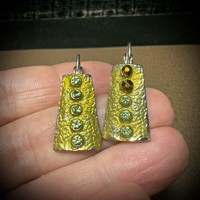 Vintage special plug-in fire enamel earrings, metal earrings, the jewelry is from the 1970s
