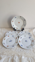 Zsolnay, old, baroque small plates with flower pattern 5 pcs.