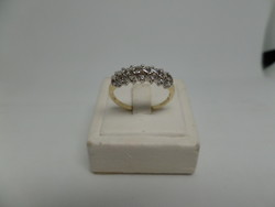 9K gold double row ring with glasses