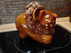 Ceramic lion sculpture by industrial artist Gyula Kovács