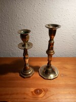 2 antique copper candle holders
