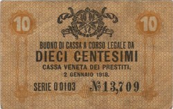 10 centesimi 1918 Olaszország Velence 6.
