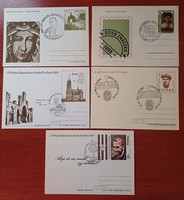 5 postcards with Polish fare stamps