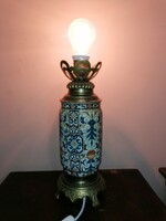 Antique, table lamp, ceramic, copper