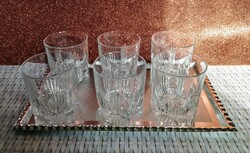 Bormioli selecta set of 6 whiskey glasses (28.5 cl) + gift retro aluminum tray