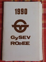 Gysev (Győr-Sopron-Ebenfurt railway) - 1990 - old 7+1 double locomotive calendar in rarity holder