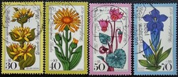BB510-3p / Németország - Berlin 1975 Népjólét : Alpesi Virágok bélyegsor pecsételt