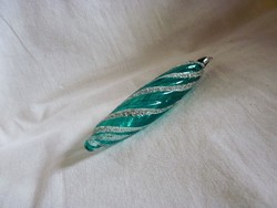 Old glass Christmas tree decoration - striped icicle (transparent!)