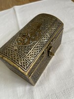 Eastern jewelry chest with solid copper inlay wood interior