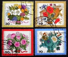 BB473-6p / Németország - Berlin 1974 Virágcsokrok bélyegsor pecsételt