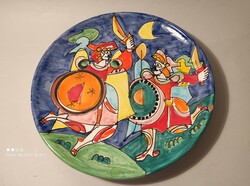 Ceramic wall plate wall plate colorful cheerful scene 25 cm diameter