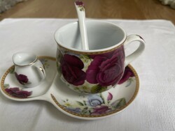 Álomszép rózsás 4 db  porcelán teás szett