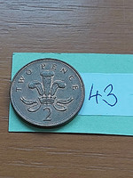English England 2 pence 1999 ii. Queen Elizabeth, steel with copper coating 43