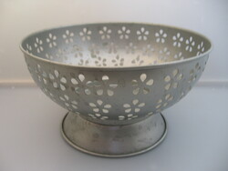 Pewter-coated base bowl pierced with small flowers