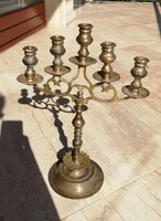 Five-branched copper menorah, candle holder