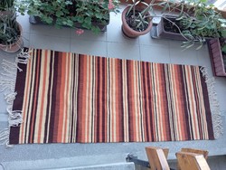 Wool rug, handmade, industrial or folk, 162 x 67 cm with fringes 190 cm - flawless
