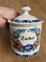 Antique German hand-painted porcelain spice holder, sugar holder.